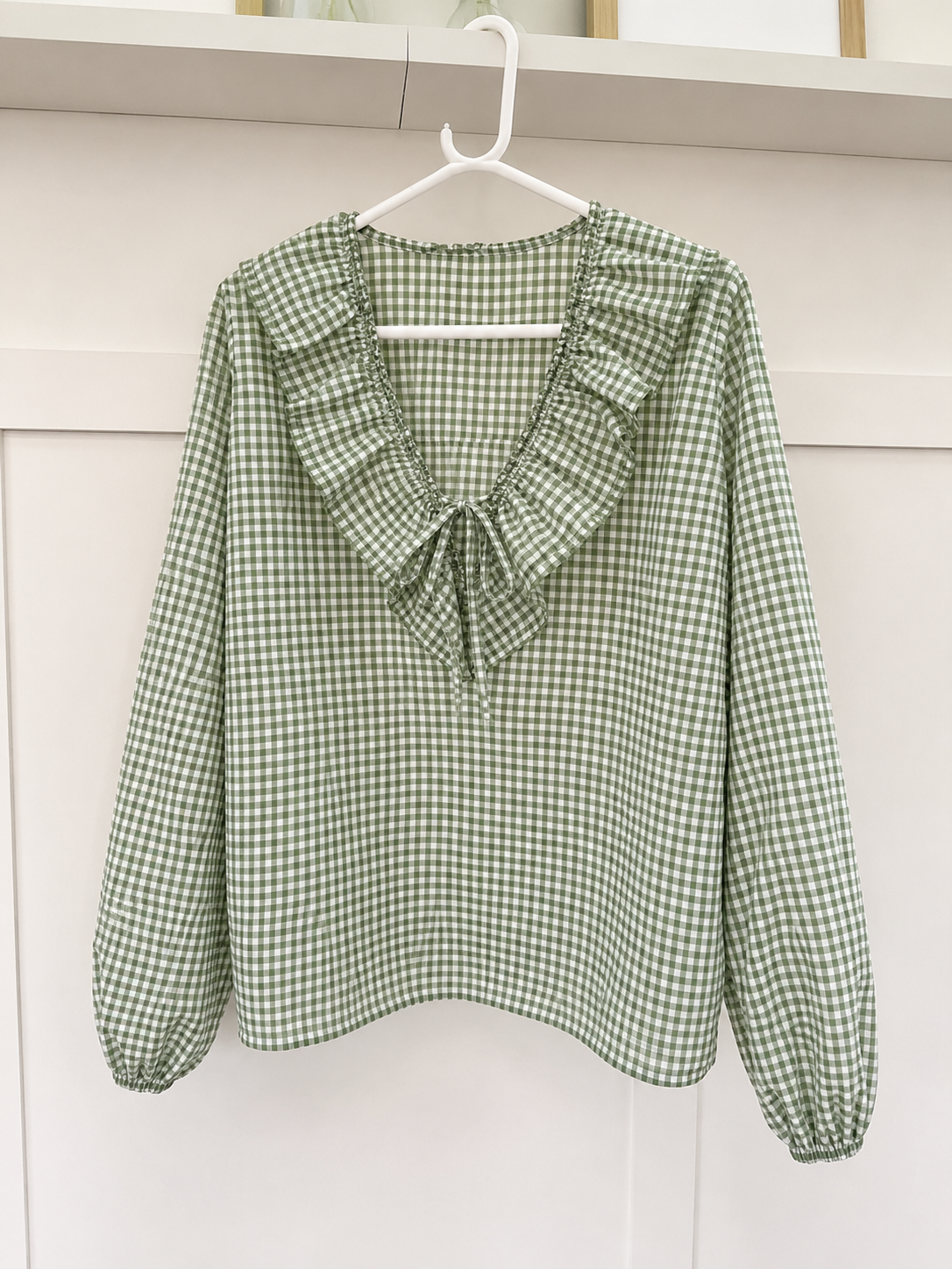 Pink Gingham Ruffle Blouse