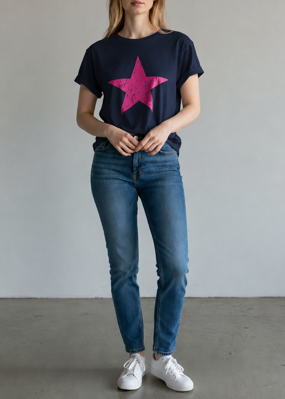 Denim /Pink Star T Shirt