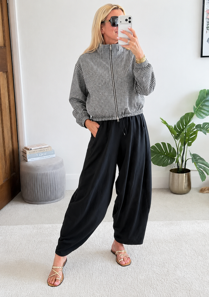 Black Relaxed Fit Barrel Joggers