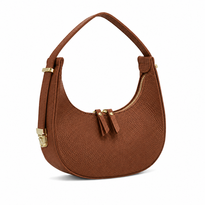 Dark Brown Leather Small Round Shoulder Bag