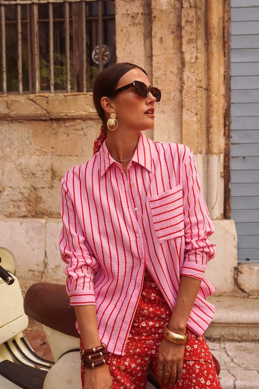 Pink/Red Stripe Cotton Shirt