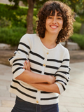 Laura Cream/Black Breton Stripe Cardigan