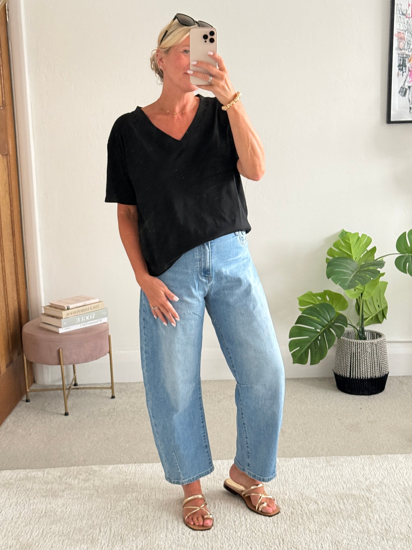 Black Relaxed V-Neck T-Shirt