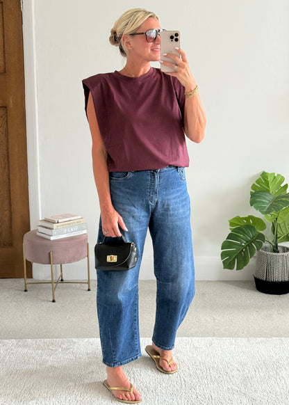 Plum Structured Shoulder T-Shirt