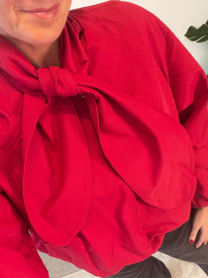 NEW Red Scarf Detail Bomber Jacket