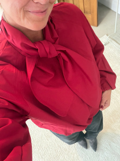 NEW Red Scarf Detail Bomber Jacket