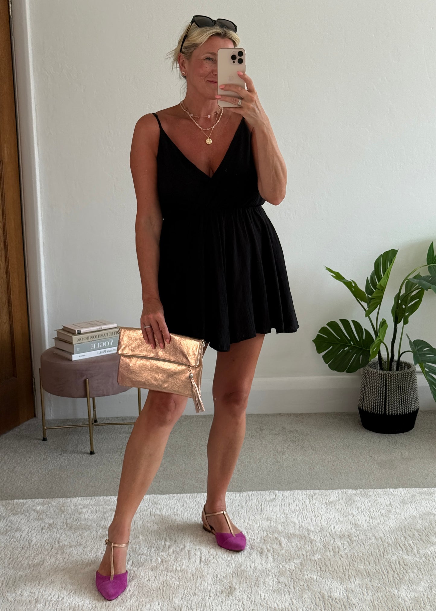 Black V-Neck Playsuit
