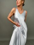 Silver Satin Slip Dress