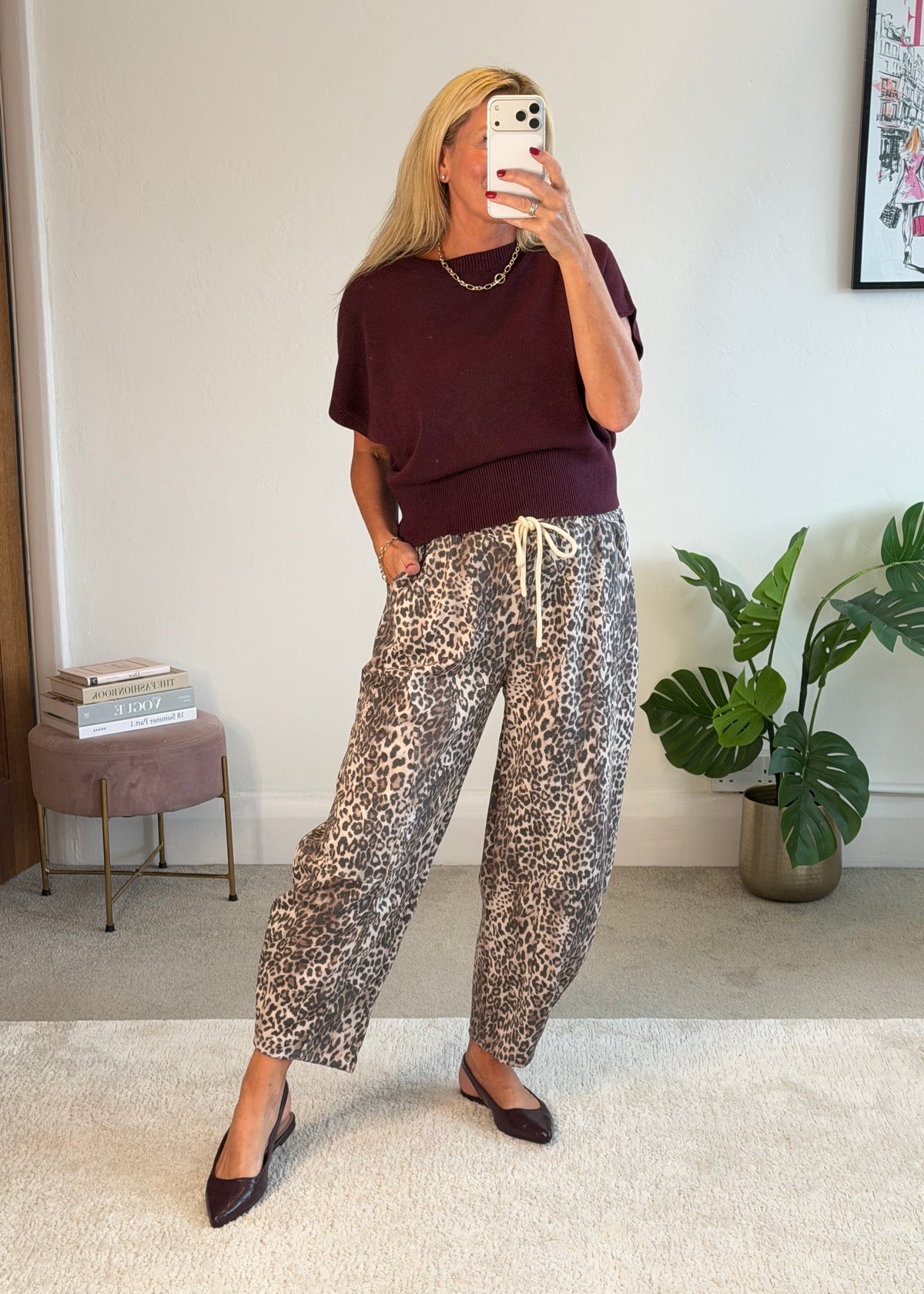 Small Leopard Print Barrel Joggers