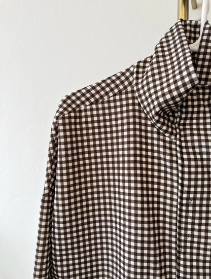 Chocolate Check Funnel Neck Jacket