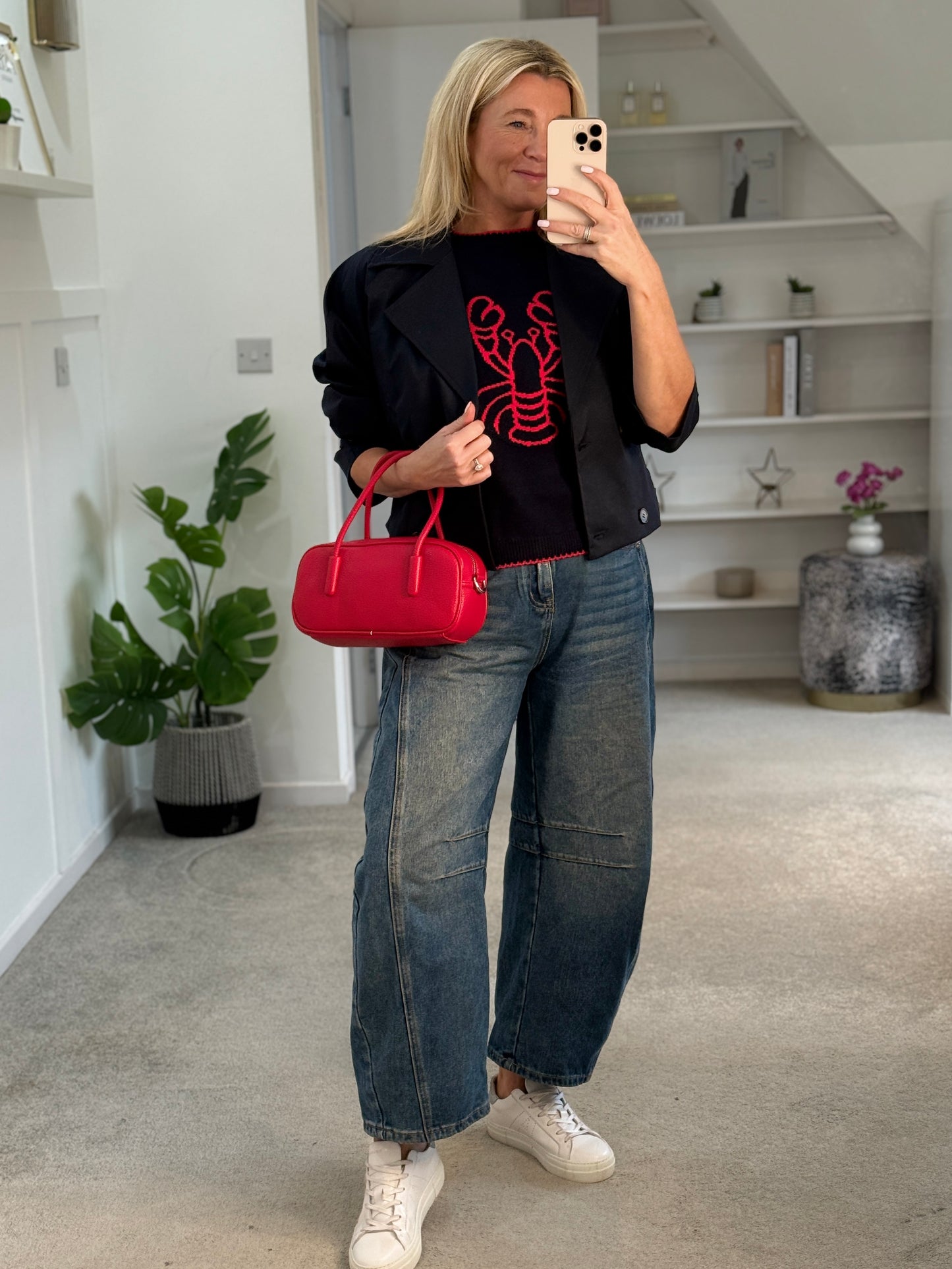 Navy/Red Lobster Motif Tank Top