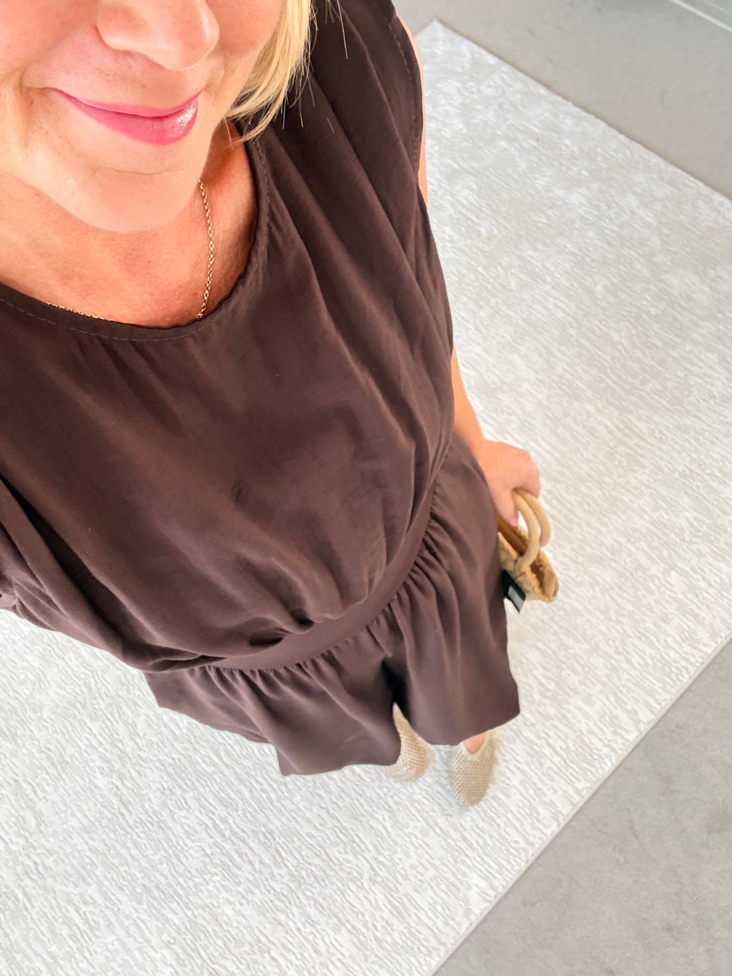 Chocolate Elasticated Sleeveless Harem Jumpsuit
