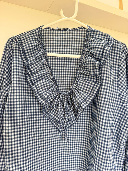 Pink Gingham Ruffle Blouse