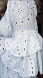 White Broderie Anglaise Frill Sleeve Dress