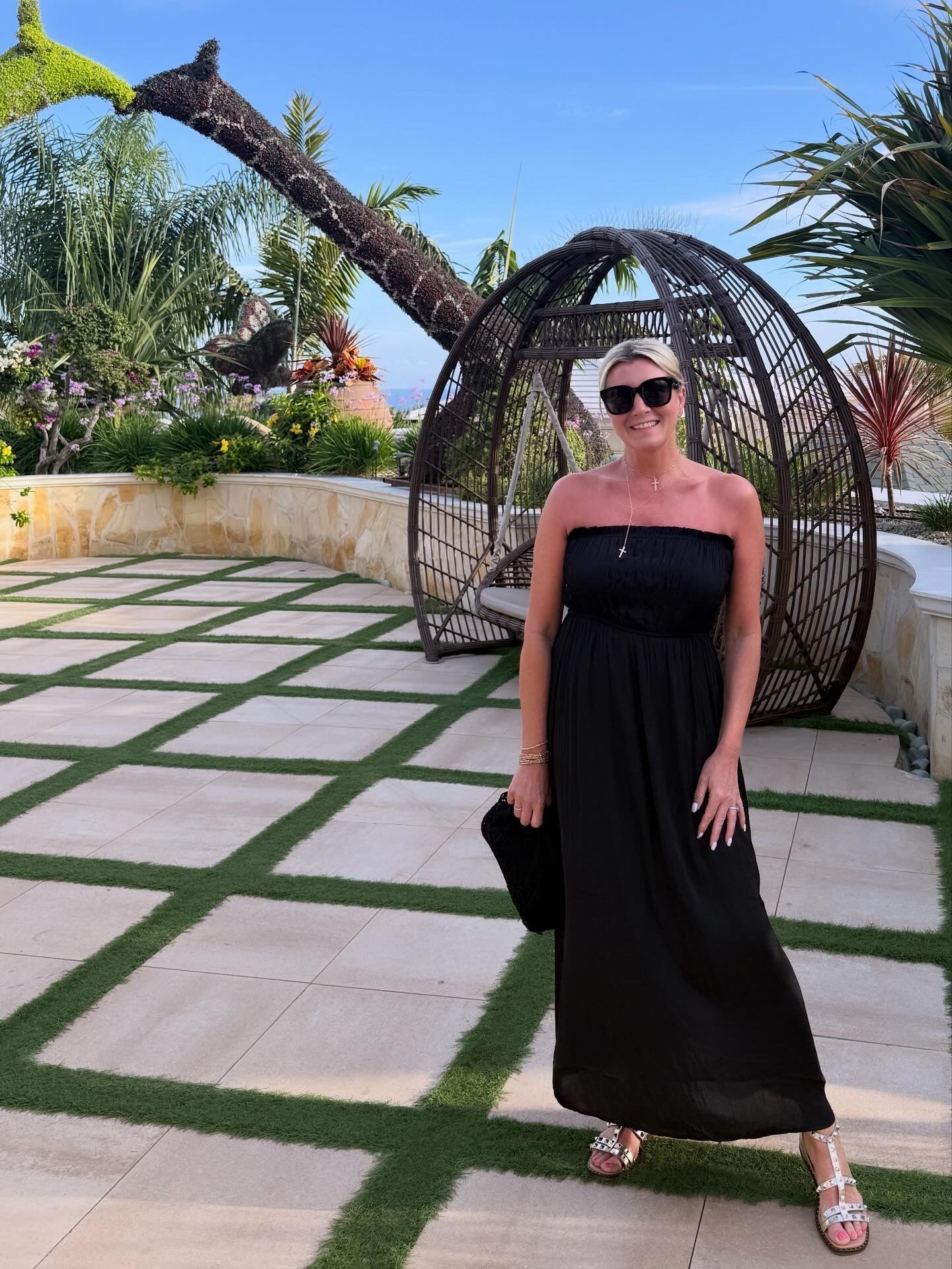Black Strapless Shirred Dress