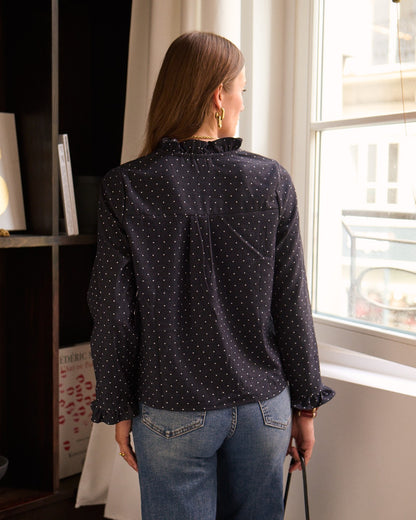 Navy Polka Dot Frill Shacket