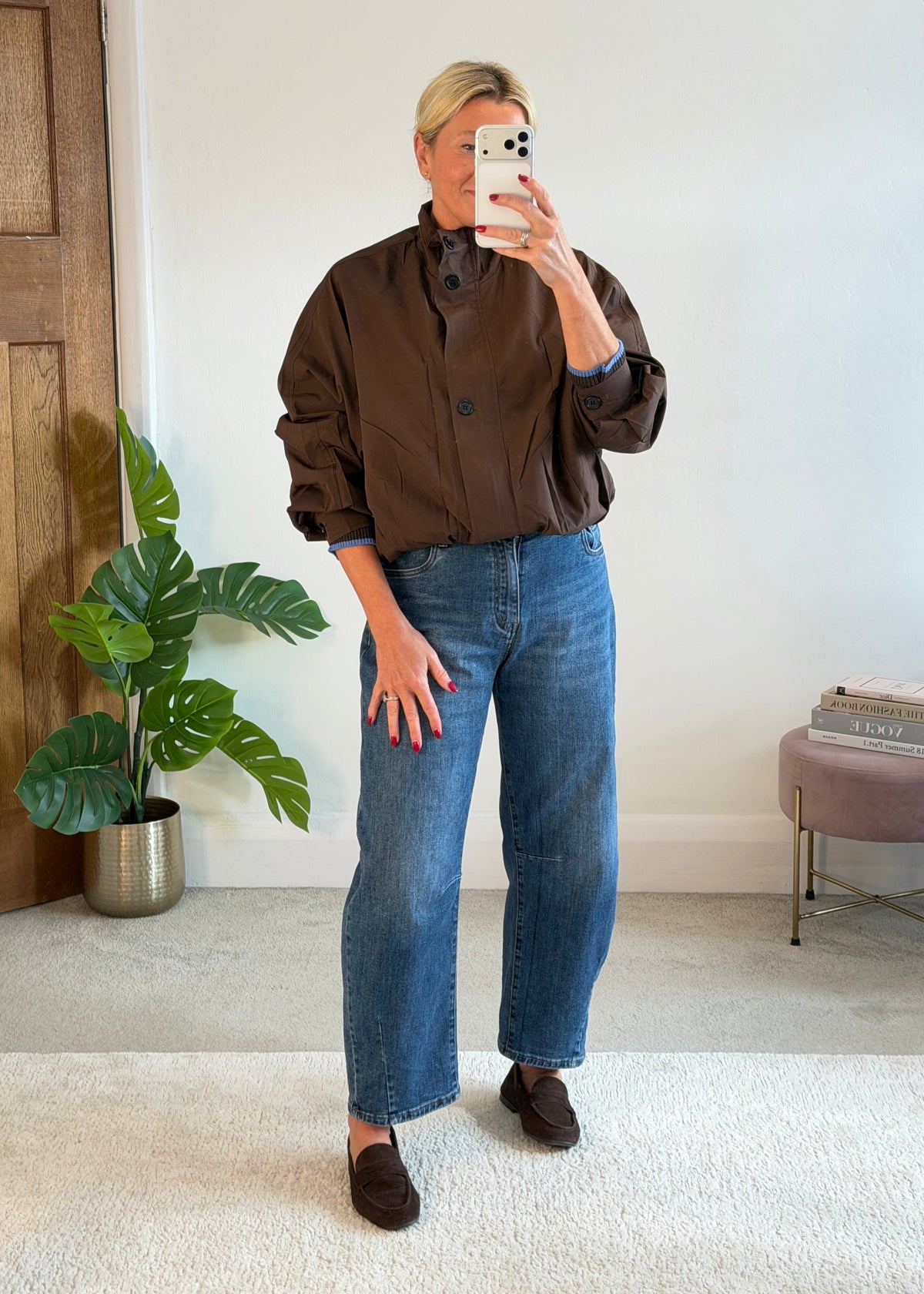 Chocolate Funnel Neck Trench Bomber Jacket
