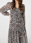 Leopard Print Long Sleeve Maxi Dress