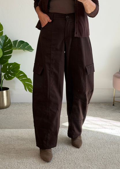 Chocolate Barrel Leg Cargo Trousers