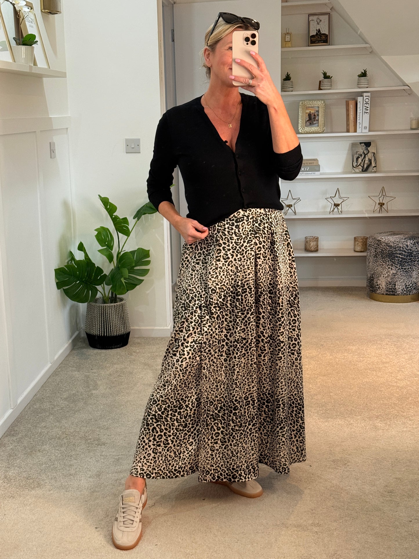 Leopard Print Fluid Long Skirt