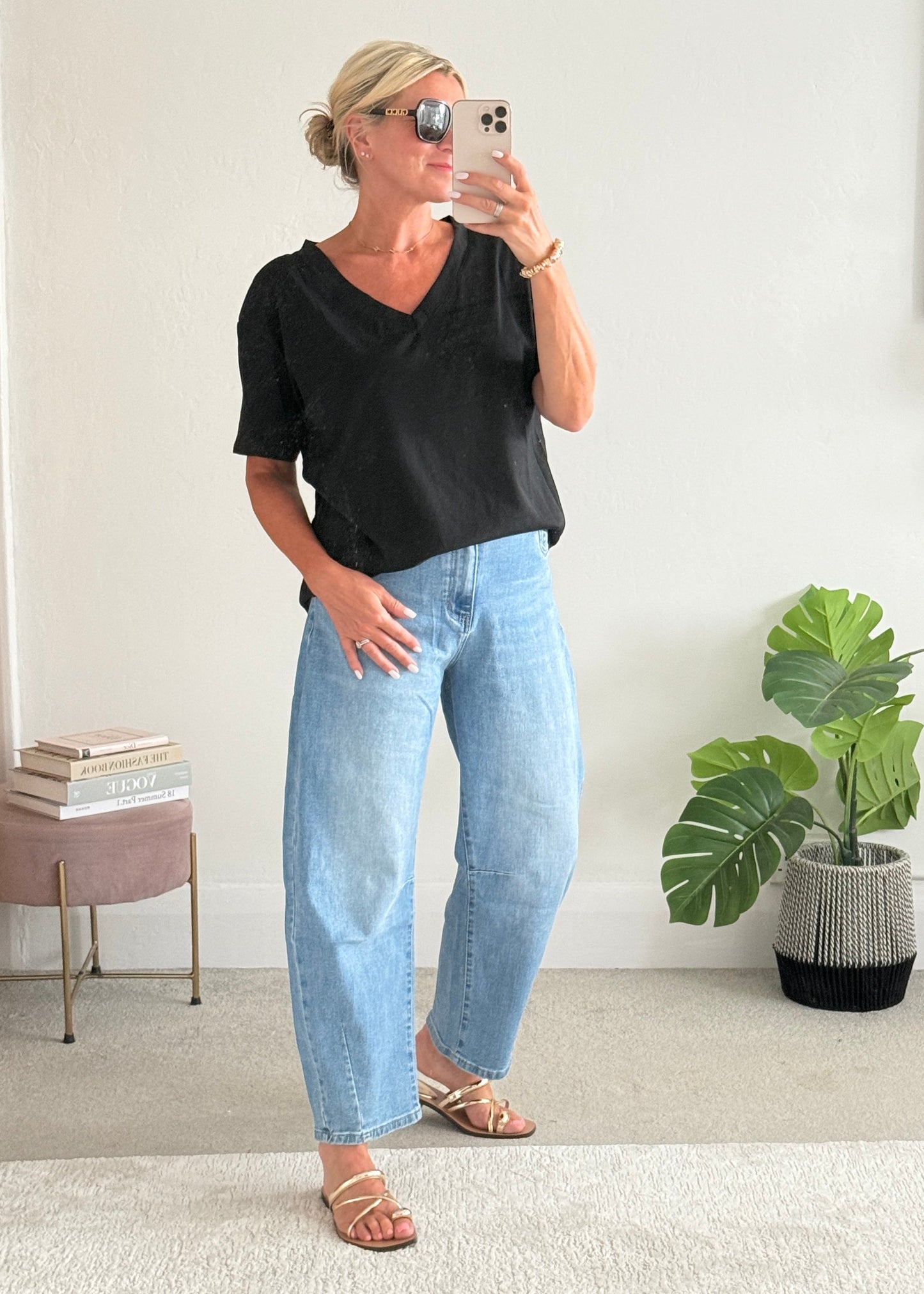 Black Relaxed V-Neck T-Shirt