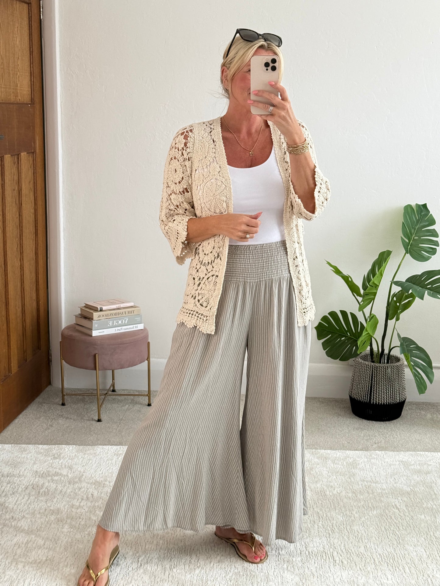 Mocha Stripe Palazzo Culottes