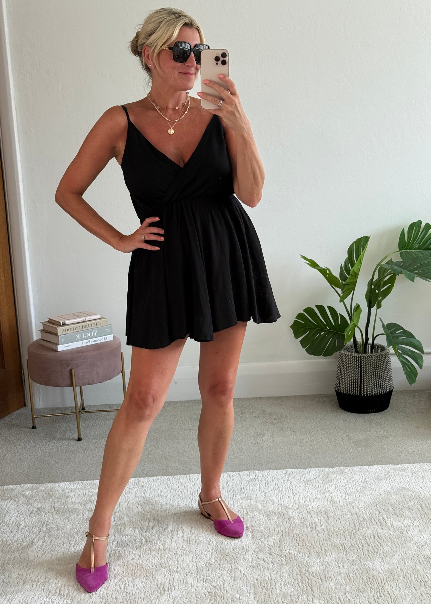 Black V-Neck Playsuit