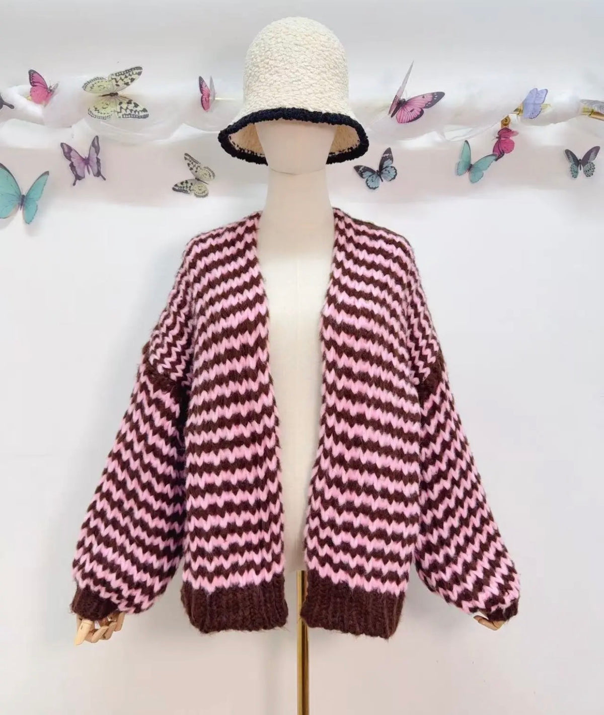 Red/Pink Cosy Stripe Cardigan