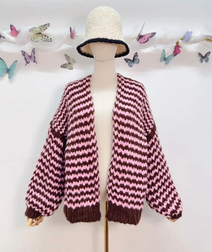 Red/Pink Cosy Stripe Cardigan