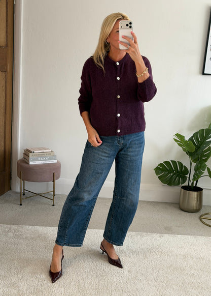 Plum Alpaca Mix Button Cardigan