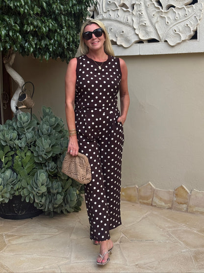 Brown/White Polka Dot Top (Co-ord Avail)
