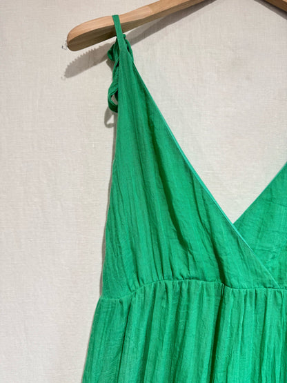 Kelly Green Tie Strap Tiered Maxi Dress
