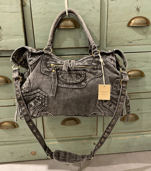 Black Wash City Denim Shoulder Bag