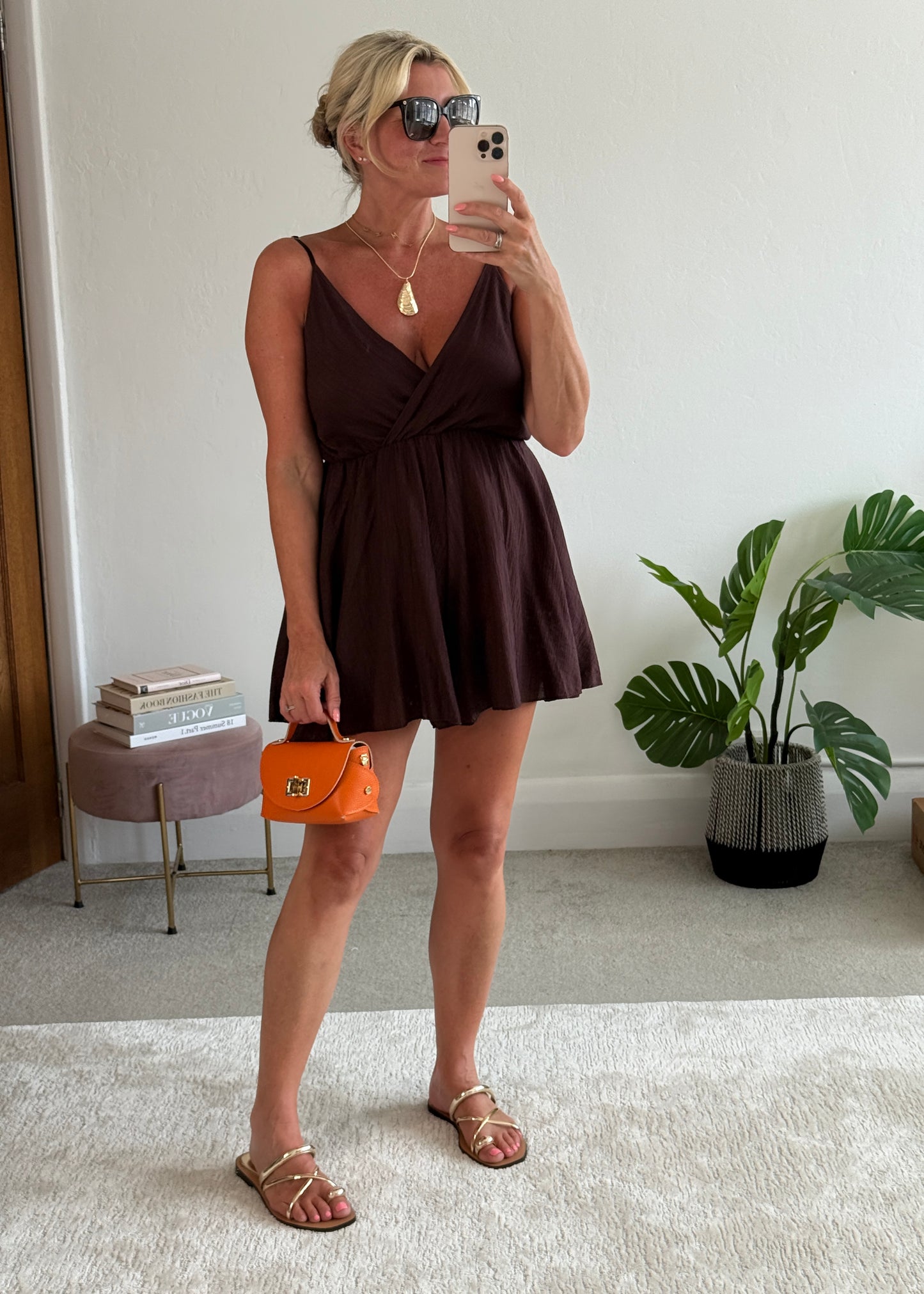 Chocolate V-Neck Playsuit