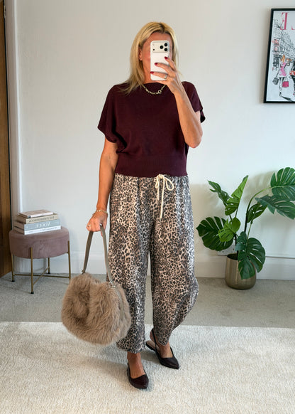 Small Leopard Print Barrel Joggers