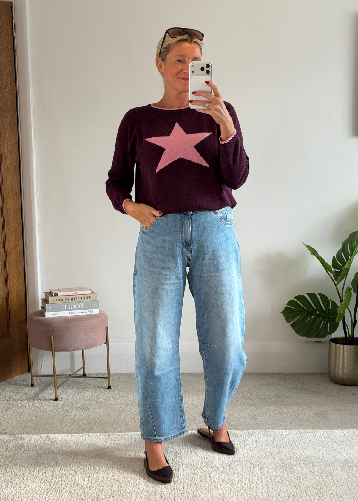 Plum/Pink Cashmere Mix Star Jumper