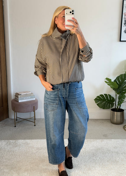 Chocolate Check Funnel Neck Jacket