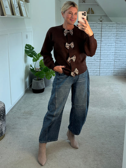 Chocolate Leopard Bow Cardigan