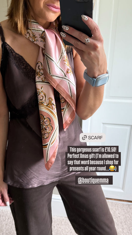 Pale Pink Lion Pattern Silk Touch Square Scarf