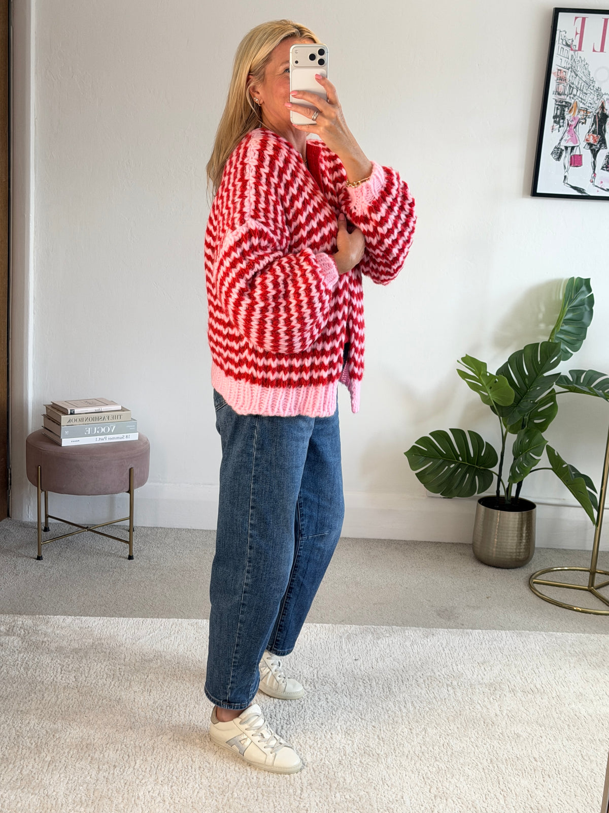 Red/Pink Cosy Stripe Cardigan