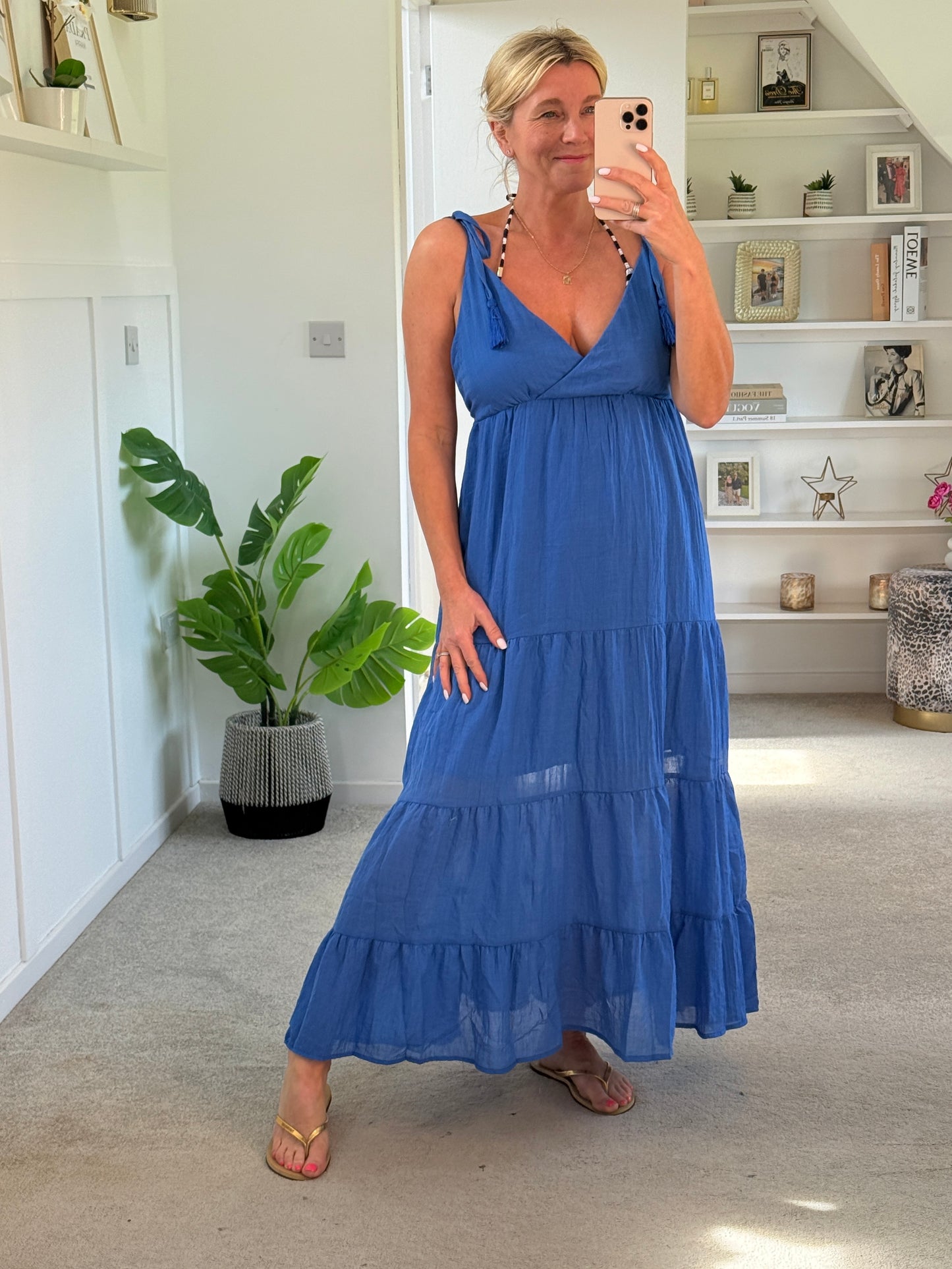 Kelly Green Tie Strap Tiered Maxi Dress