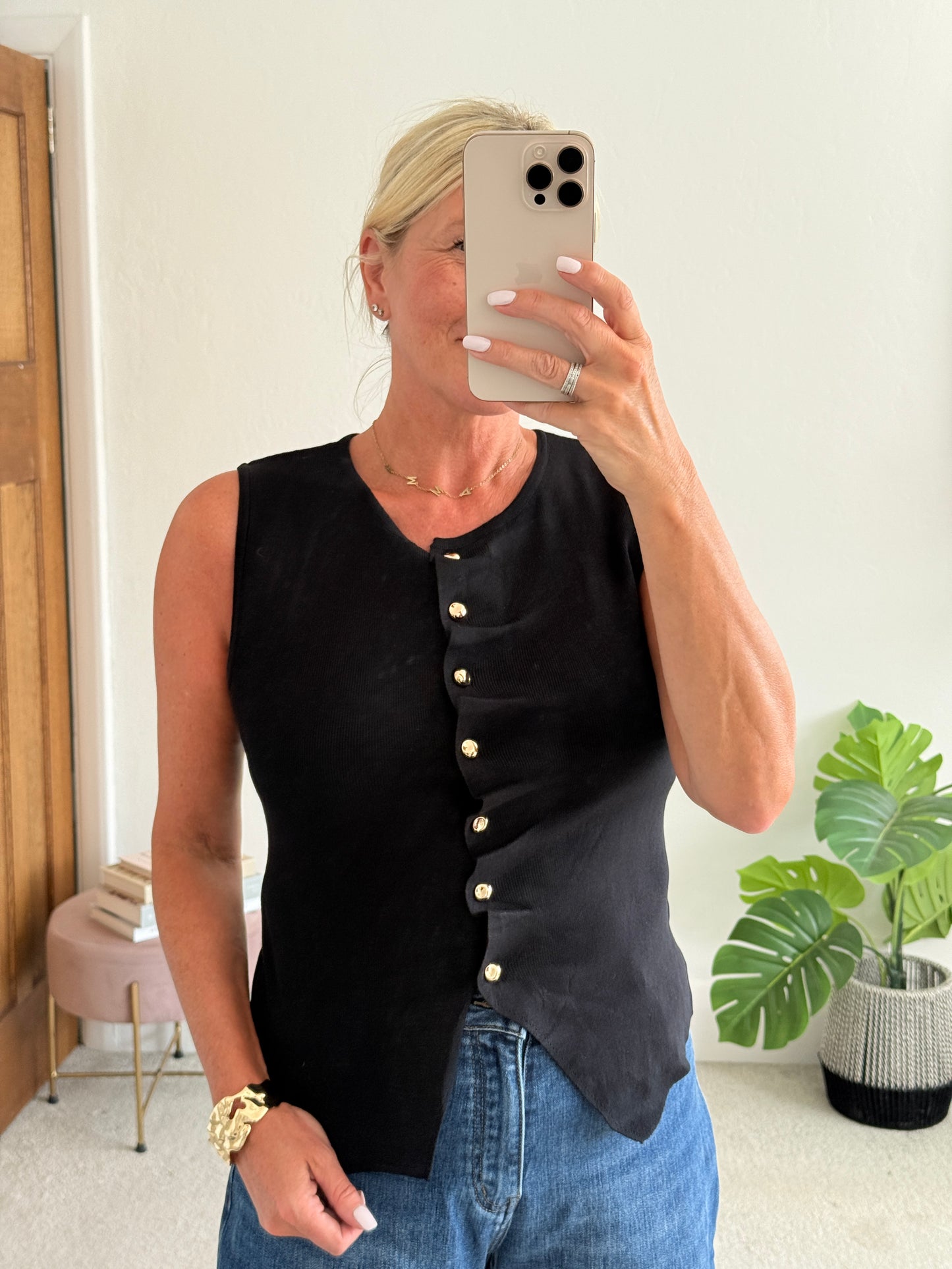 Black Tailored Knit Waistcoat