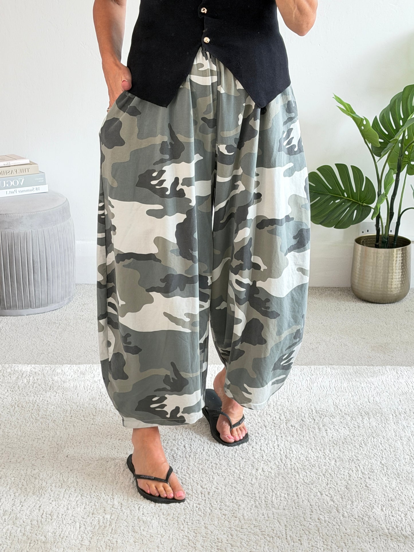Camouflage Print Cocoon Trousers