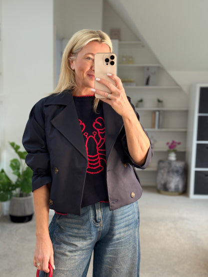 Navy Trench Style Jacket