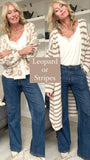 Flo Stripe Long Cardigan - Cream/Taupe