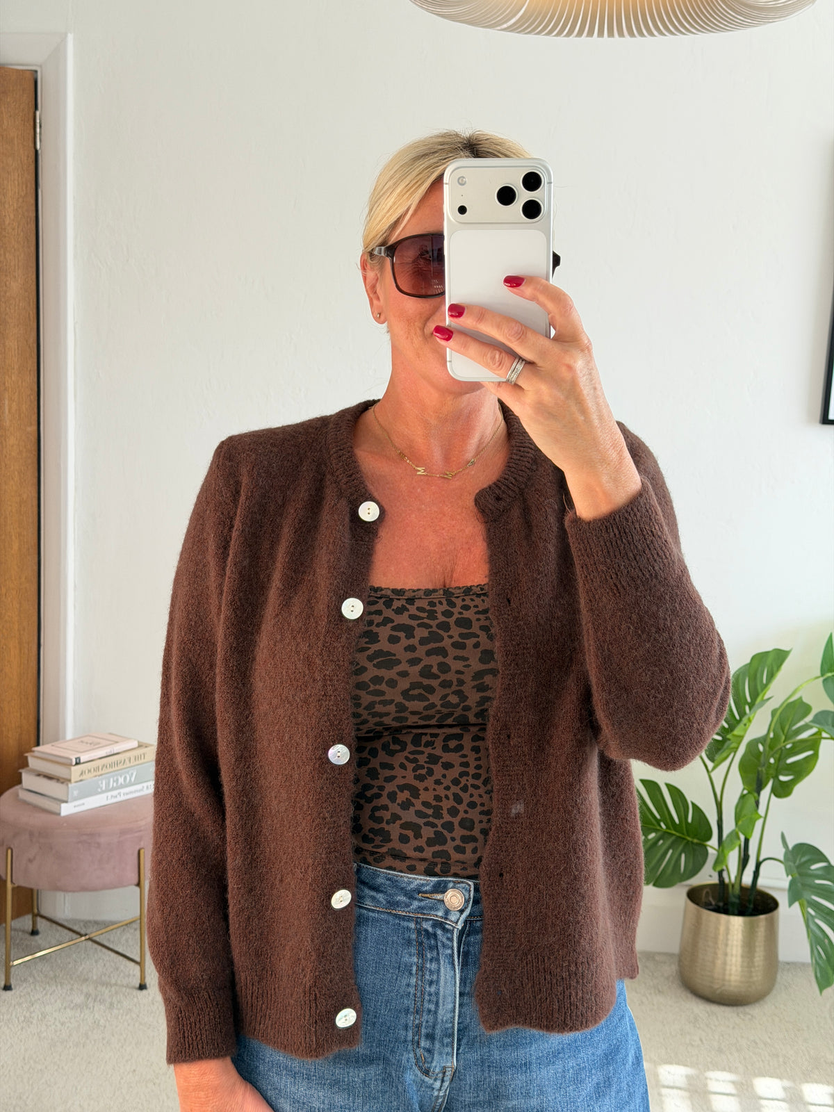 Chocolate Alpaca Mix Button Cardigan