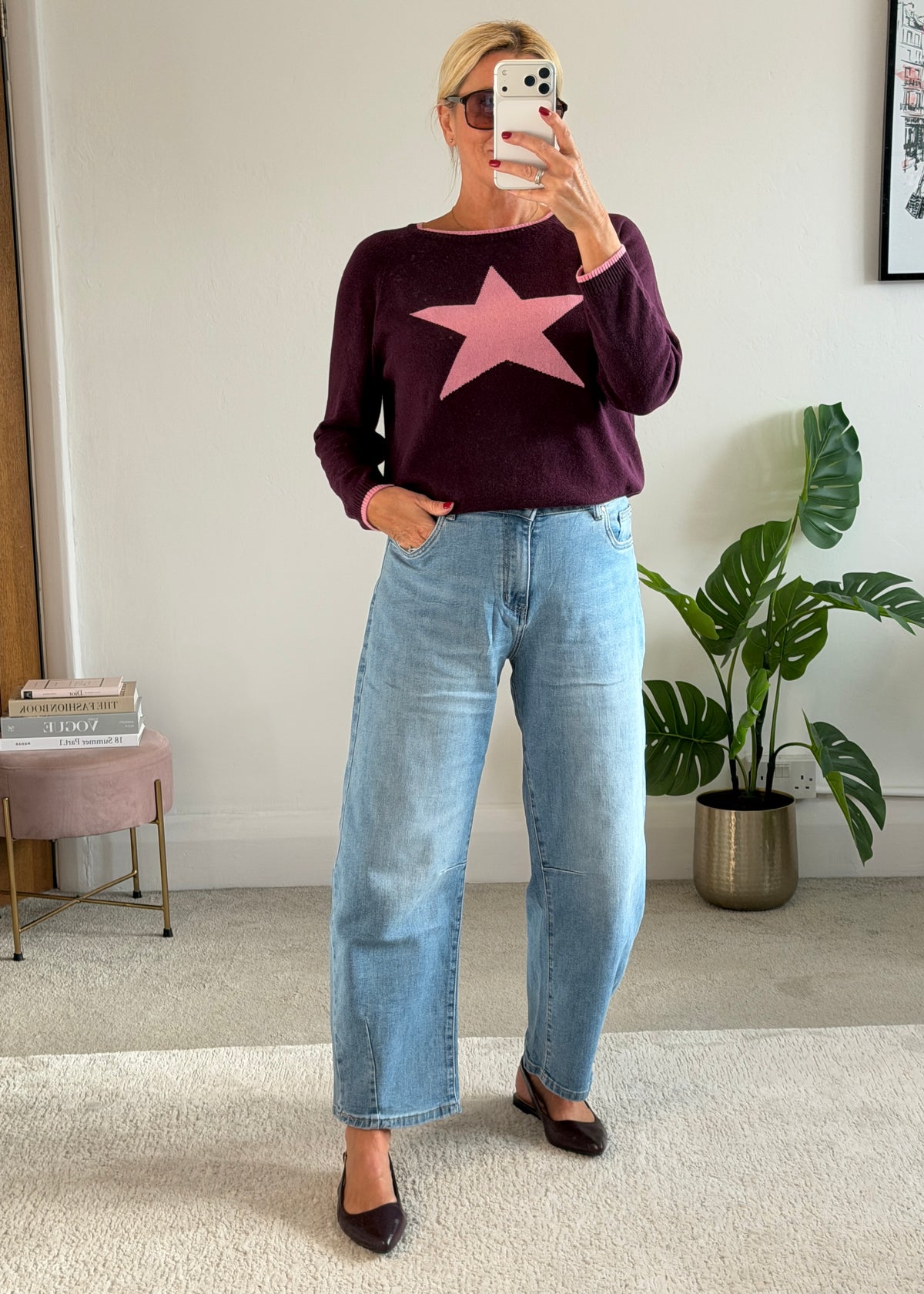 Plum/Pink Cashmere Mix Star Jumper