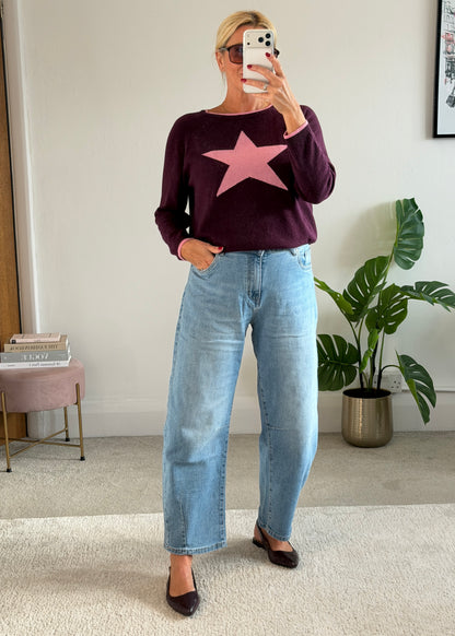 Plum/Pink Cashmere Mix Star Jumper
