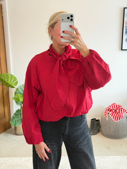 NEW Red Scarf Detail Bomber Jacket