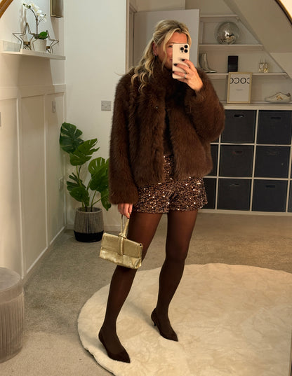 Chocolate Monroe Faux Fur Jacket